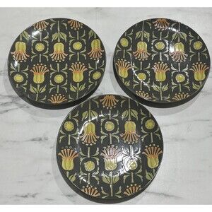 3 Pieces 180 Robin Pickens Dinner Plates Round Gray Floral Cottage Core Whimsy